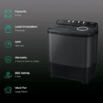 SAMSUNG 8.5 kg 5 Star Semi Automatic Washing Machine with Air Turbo Drying System (WT85B4200GD/TL, Dark Grey) - Image 2