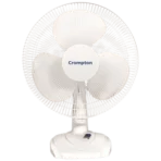 Crompton High Flo Wave Plus 400mm 3 Blade Copper Motor Table Fan (Aerodynamically Designed Blades, White)