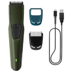 PHILIPS Series 1000 Rechargeable Cordless Wet & Dry Trimmer for Beard for Men (30mins Runtime, DuraPower Technology, Green)