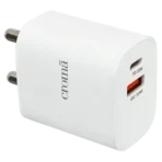 Croma 33W Type A & Type C 2-Port Fast Charger (Type C Cable Included, Short Circuit Protection, White)