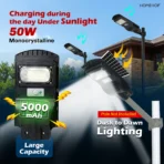 All in one Solar Street Light Outdoor Waterproof 50W Motion Sensor Wall Lamp 5Ah Solar Light Set ( Wall Mounted Pack Of 1) [AA1102/134] - Image 3