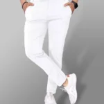 Regular Fit Men White Lycra Blend Trousers(AA1103/114)