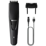 PHILIPS BT3302/15 Rechargeable Cordless Dry Trimmer for Beard and Body with 10 Length Settings for Men (60mins Runtime, Stainless Steel Blade, Black and Grey)