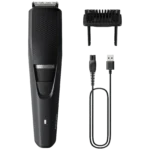 PHILIPS BT3302/15 Rechargeable Cordless Dry Trimmer for Beard and Body with 10 Length Settings for Men (60mins Runtime, Stainless Steel Blade, Black and Grey)