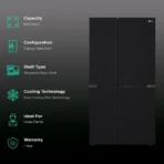 LG 650 Litres 3 Star Frost Free Side by Side Convertible Refrigerator with Smart Inverter Compressor (GLB257DBM3, Black Mirror) - Image 2