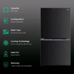 LG 650 Litres 3 Star Frost Free Side by Side Convertible Refrigerator with Door Cooling Plus Technology (GLB257EES3, Ebony Sheen) - Image 2