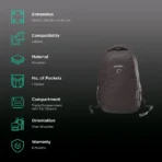 WILDCRAFT Power Polyester Laptop Backpack (24 L, Spacious and Modish, Black) - Image 2