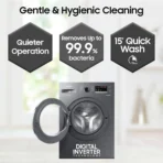 SAMSUNG 7 kg 5 Star Inverter Fully Automatic Front Load Washing Machine (WW70R22EK0X/TL, Eco Bubble Technology, Inox Grey) - Image 5