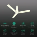 HAVELLS Elio 5 Star 1200mm 3 Blade BLDC Motor Ceiling Fan with Remote (Wood Finished Blades) - Image 2