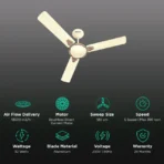 HAVELLS Equs 5 Star 1200mm 3 Blade BLDC Motor Ceiling Fan with Remote (Inverter Technology) - Image 2