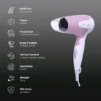 Croma Hair Dryer with 2 Heat Settings & Cool Blow (Overload Protection, White) - Image 2