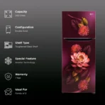 LG 240 Litres 2 Star Frost Free Double Door Convertible Refrigerator with MOIST ‘N’ FRESH Technology (GL-S292SRWY, Red Waterlily) - Image 3