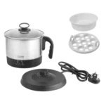 Croma 600 Watt 1.3 Litre Multi Cook Kettle with Auto Shut-off (Black and Silver)