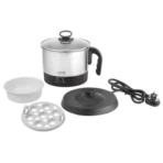 Croma 600 Watt 1.3 Litre Multi Cook Kettle with Auto Shut-off (Black and Silver) - Image 2