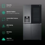 LG 630 Litres 3 Star Frost Free Side by Side Door Smart Wifi Enabled Refrigerator with Multi Air Flow (GL-X257AMC3, Matt Black) - Image 2