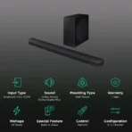 SAMSUNG Q Series 360W Bluetooth Soundbar with Remote (Dolby Atmos, 5.1.2 Channel, Black) - Image 2