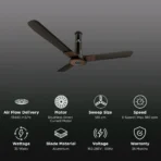 atomberg Studio Smart Plus 5 Star 1200mm 3 Blade BLDC Motor Smart Ceiling Fan with Remote (Boost Mode, Earth Brown)
