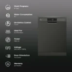 IFB Neptune VX16 16 Place Settings Free Standing Dishwasher with Ion Technology (No Pre-rinse Required, Inox Grey) - Image 2