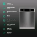 IFB Neptune SX 16 Place Settings Free Standing Dishwasher with Germfree Hygienic Wash (No Pre-rinse Required, Pearl Grey) - Image 2