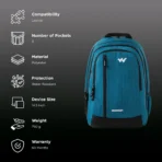 WILDCRAFT Casper 2 Polyester Laptop Backpack for 14.5 Inch Laptop (Water Resistant, Blue) - Image 2
