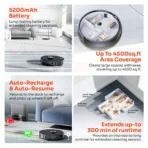 ILIFE T20s Pro Robotic Vacuum Cleaner & Mop with Advanced LiDAR Navigation (5200 mAh Battery, Space Gray) - Image 2