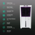 KENSTAR JETT HC 51 Litres Personal Air Cooler with Quadra Flow Technology (Collapsible Louvres, White & Purple) - Image 3