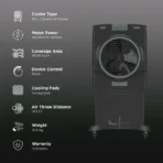 VOLTAS Thunder 85 Litres Desert Air Cooler with Thermal Overload Protection (3 Speed Control, Dark Grey) - Image 2