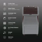 Symphony Touch 40 Litres Desert Air Cooler with CFD Technology (Inverter Compatible, Grey & Brown) - Image 2