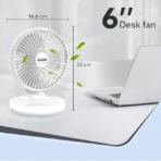 AGARO Alpha 3 Blade Rechargeable Personal Mini Fan (Copper Brushless Motor, White) - Image 2