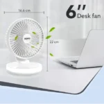 AGARO Alpha 3 Blade Rechargeable Personal Mini Fan (Copper Brushless Motor, White)