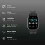 Croma STRIDE IS Smartwatch with Bluetooth Calling (2025 Model, 48.51mm IPS Display, IP68 Water Resistant, Black Strap) - Image 2