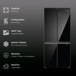 Haier 520 Litres 3 Star Frost Free French Door Convertible Refrigerator with Colorful Digital Display Panel (HRB-600KGU1, Black Glass) - Image 2