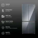 Haier Lumiere 520 Liters 3 Star Frost Free French Door Smart Wifi Enabled Convertible Refrigerator with Colorful Digital Display (HRB-600MGU1, Mirror Glass) - Image 2