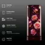 LG 201 Series 185 Litres 5 Star Direct Cool Single Door Refrigerator with Auto Smart Connect (GL-D201ASBU, Scarlet Bloom) - Image 2