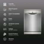 BOSCH Series 6 14 Place Settings Free Standing Dishwasher with Glass Protection Technology (No Pre-rinse Required, Silver) - Image 2