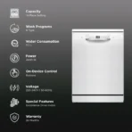 BOSCH Series 6 14 Place Settings Free Standing Dishwasher with Glass Protection Technology (No Pre-rinse Required, White) - Image 2