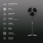BAJAJ Neo Spectrum 400mm 3 Blade Copper Motor Pedestal Fan (Thermal Overload Protection, Black) - Image 2
