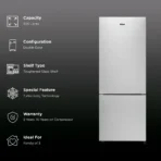 Haier 300 Litres 2 Star Frost Free Double Door Bottom Mount Refrigerator with Antibacterial Gasket (HRB-3502BS-P, Brushline Silver) - Image 2