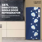Croma 187 Litres 5 Star Direct Cool Single Door Refrigerator with Inverter Technology (CRLR187DIF302707, Floral Blue) - Image 4