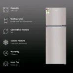 Haier 268 Litres 2 Star Frost Free Double Door Convertible Refrigerator with Turbo Icing Technology (HRF-3182IBNS-P, Nickel Steel) - Image 2