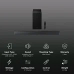 SAMSUNG B Series 370W Bluetooth Soundbar with Remote (Dolby Audio, 3.1 Channel, Black) - Image 2