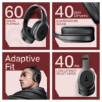 boAt Rockerz 412 Bluetooth Headphone with Mic (60 Hours Playback, Over Ear, Active Black)q - Image 3