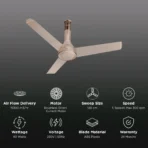 HAVELLS Crista 5 Star 1200mm 3 Blade BLDC Motor Ceiling Fan with Remote (Aerodynamic Winglet Blades) - Image 2