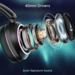 boAt Rockerz 480 Bluetooth Over Ear Headphone with Mic (60 Hours Playtime, Over Ear, Black Sabre) - Image 4