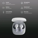 GOBOULT (formerly Boult) TuneX TWS Earbuds with Active Noise Cancellation (IPX5 Water Resistant, Fast Charging, White) - Image 2