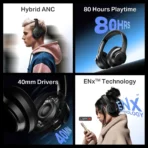 boAt Rockerz 512 ANC Bluetooth Headphone with Mic (ENx Technology, Over Ear, Cosmic Black) - Image 3