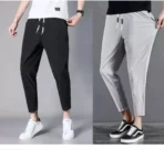 Pack of 2 Men Slim Fit Black, Grey Lycra Blend Trousers[AA1100/94]