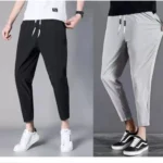 Pack of 2 Men Slim Fit Black, Grey Lycra Blend Trousers[AA1100/94]