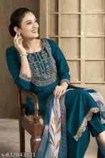 Women Rayon Slub Kurti With Dupatta & Bottomwear Set