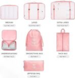 7pcs Set Travel Organizer Packing Cubes Lightweight Travel Luggage Organizers with Laundry Bag or Toiletry Bag Laundry Organiser (Pink, 7 PCS), Polyester, 20L x 10W x 5H Centimeters[AA1098/69] - Image 2